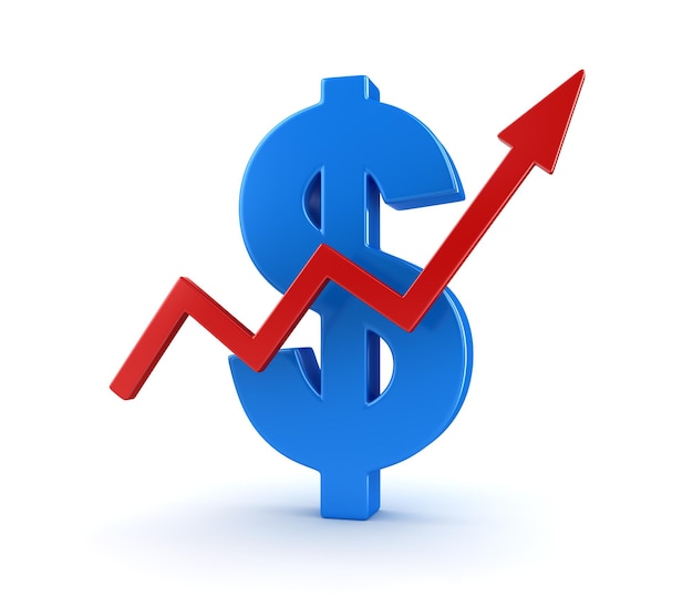 Gráfico de negócios com símbolo de dólar