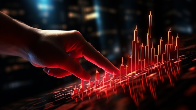 Gráfico de negócios de crise de mão Red 3d Arrow Fall Financial Chart Conceito de mercado de investimento lindamente