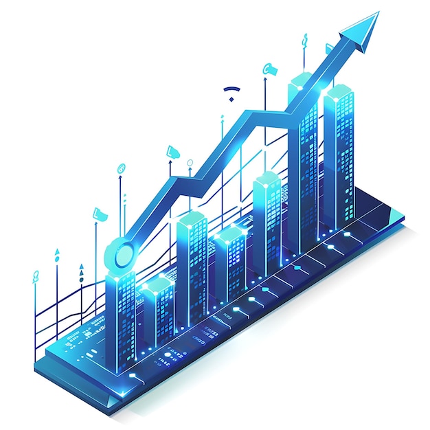 Gráfico de negócios isométrico em fundo branco