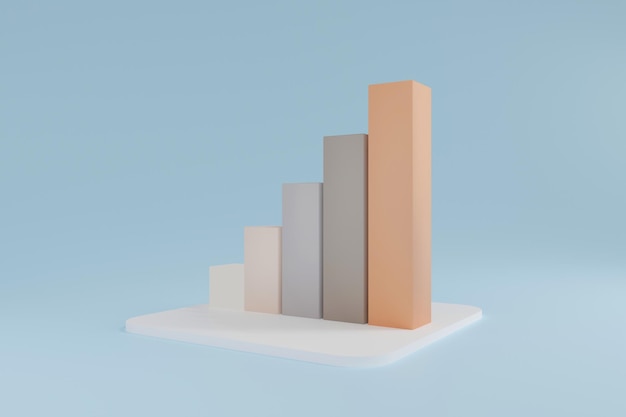 Gráfico de negócios ou diagrama de gráfico de barras Negócios de crescimento e conceito financeiro 3d render