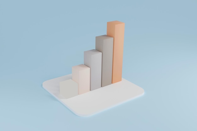 Gráfico de negócios ou diagrama de gráfico de barras. Negócios de crescimento e conceito financeiro. renderização 3D.