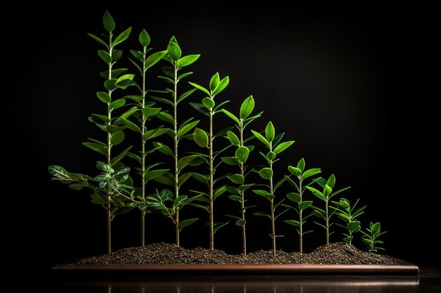 Foto gráfico de participação de mercado de empresas com seta de crescimento verde