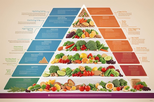 Gráfico de pirâmide alimentar saudável