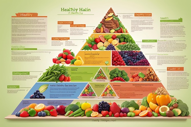 Gráfico de pirâmide alimentar saudável