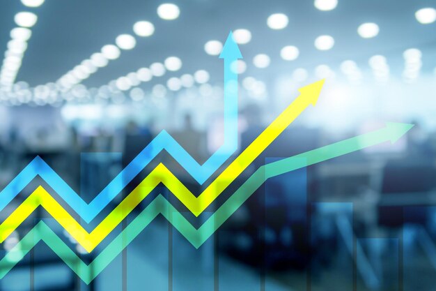 Gráfico de setas de crescimento financeiro Conceito de investimento e negociação