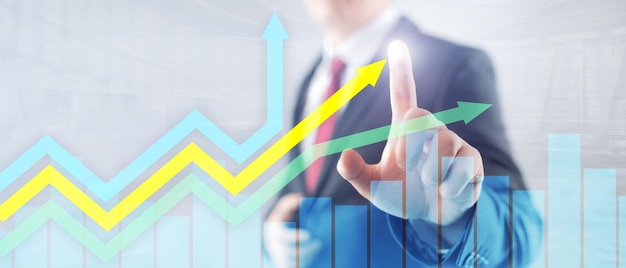 Gráfico de setas de crescimento financeiro Conceito de investimento e negociação