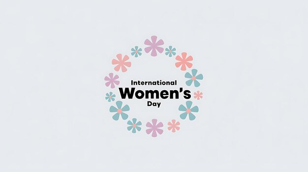 Gráfico del Día Internacional de la Mujer con una corona de flores