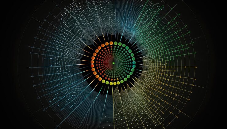 Foto gráfico un diagrama que consta de líneas que conectan puntos dispuestos en un patrón radial que se utiliza para mostrar