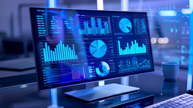 gráfico y diagrama tablero de tecnología financiera en la pantalla