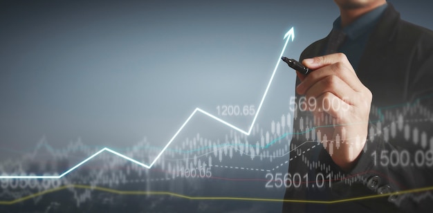 Gráfico de dibujo a mano. gráfico stock de crecimiento v