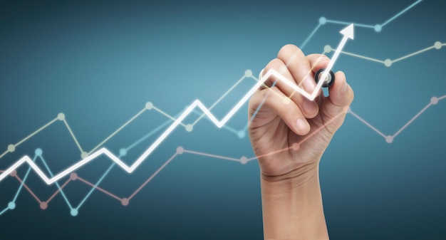 Gráfico de dibujo a mano, gráfico de stock de crecimiento