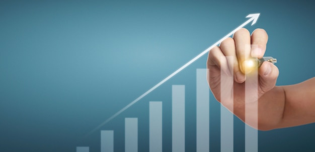 Gráfico de dibujo a mano, gráfico de stock de crecimiento