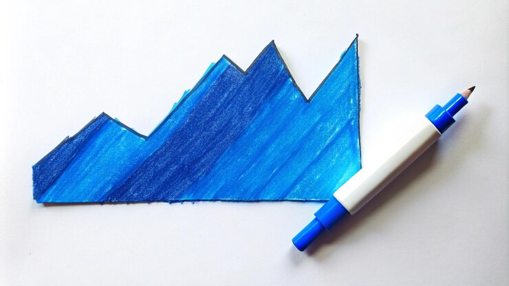 Foto gráfico de dibujo a mano con marcador azul