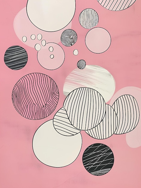 Foto gráfico de dibujos animados minimalistas con formas extendidas de círculos