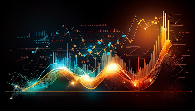 Gráfico digital de negócios no mercado de ações, investimento em crescimento, Generative AI