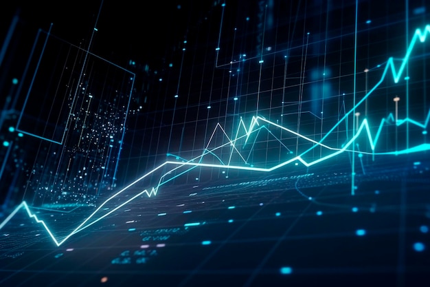 Gráfico digital de negócios no mercado de ações, investimento em crescimento, Generative AI