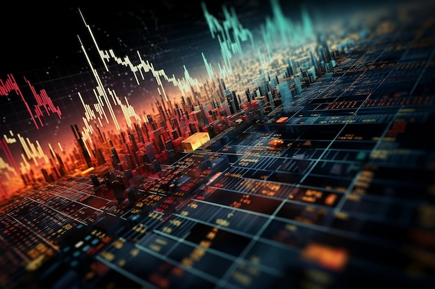 Gráfico digital do mercado de ações e IA geradora de negociação