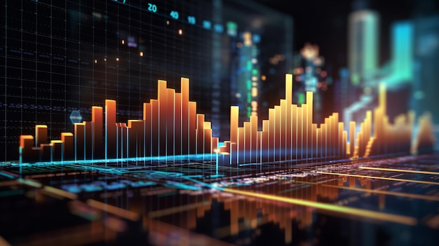 Un gráfico digital con un gráfico de barras en el medio