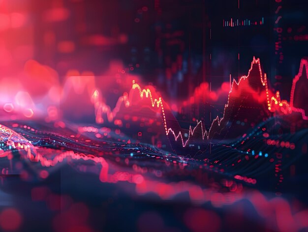 Gráfico dinámico de mercado o de comercio de divisas y gráfico de vela para el concepto de inversión financiera