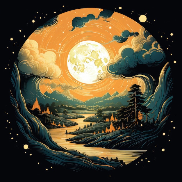 gráfico de diseño de luna para camiseta