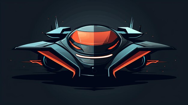 Gráfico del diseño vectorial plano futurista del coche volador