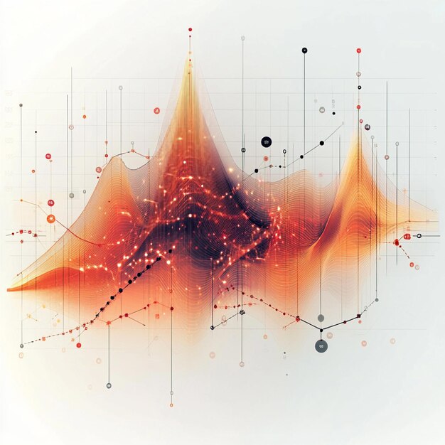 Un gráfico de dispersión con una línea de tendencia que predice los resultados futuros basados en datos pasados