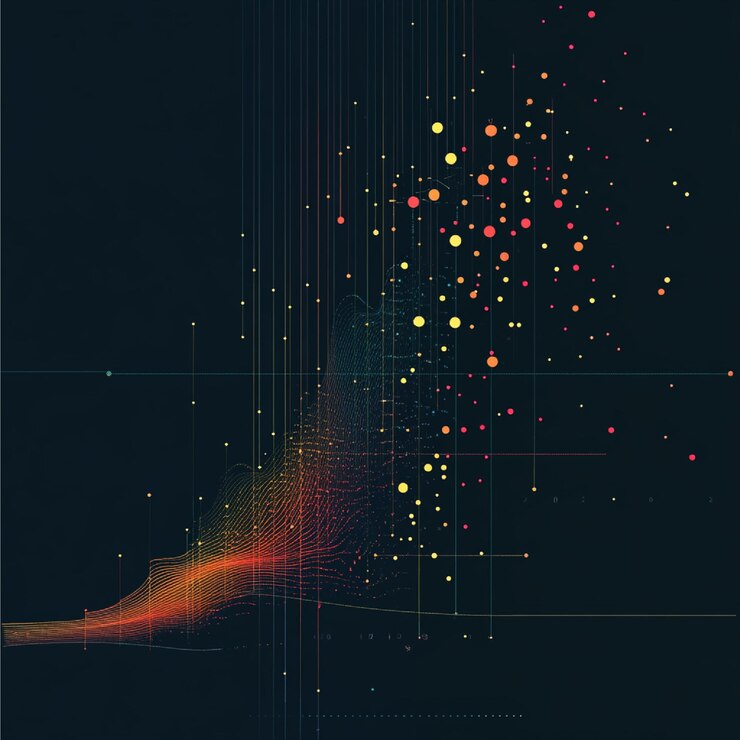 Foto un gráfico de dispersión con una línea de tendencia que predice los resultados futuros basados en datos pasados