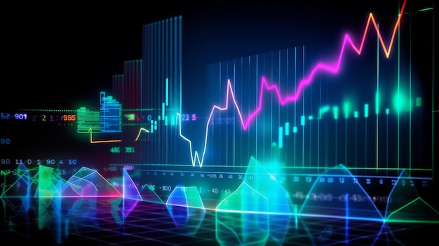 Gráfico do mercado de ações brilhando em estilo abstrato sobre fundo claro Gráfico de estatísticas de negócios Papel de parede futurista Gráfico de mercado lucro dinheiro Mercado de ações de investimento financeiro