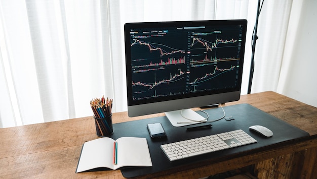 Gráfico do mercado de ações de tecnologia no computador