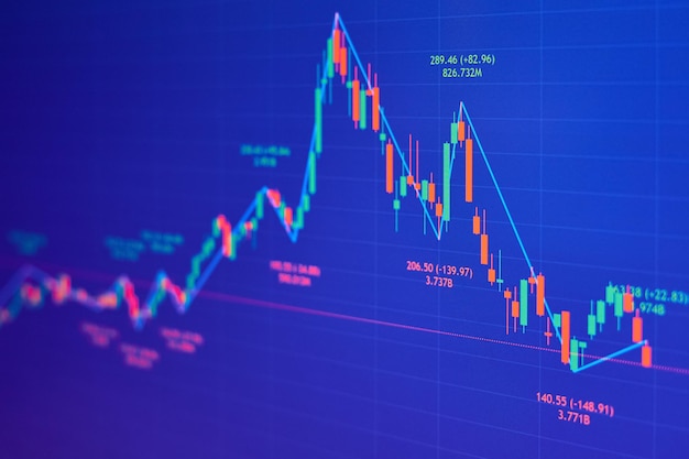 Gráfico do mercado de ações em fundo azul