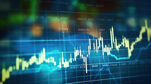 gráfico do mercado de ações financeiro sobre tecnologia fundo abstrato conceito de finanças e investimentos