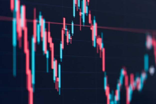 Gráfico do mercado financeiro de ações. bolsa de valores. foco seletivo.