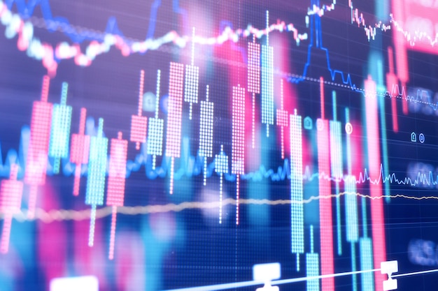 Gráfico do mercado financeiro de ações. bolsa de valores. foco seletivo.