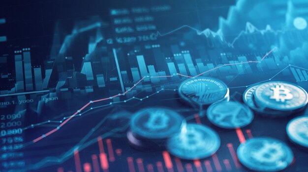 Gráfico de la economía monedas apiladas y flecha ascendente