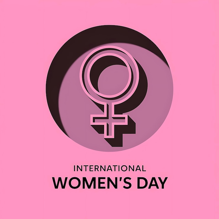 Foto gráfico elegante del día internacional de la mujer con un símbolo femenino rosado