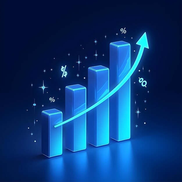Gráfico empresarial 3D con flecha de inversión