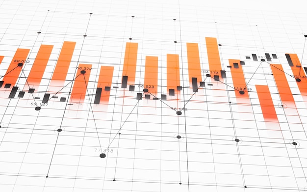 Gráfico estadístico con representación 3d del concepto de finanzas empresariales
