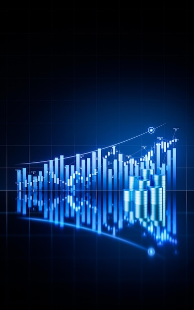 Gráfico estadístico con representación 3d del concepto de finanzas empresariales