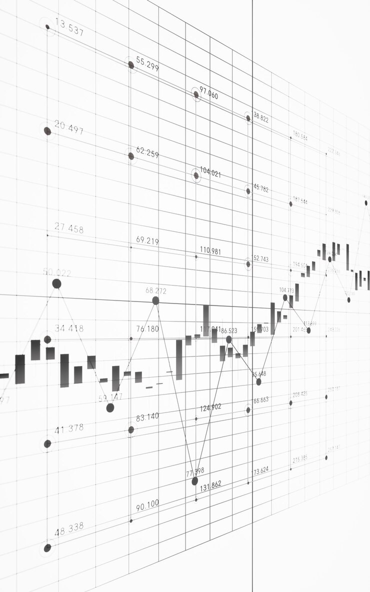 Foto gráfico estatístico com renderização 3d do conceito de finanças empresariais