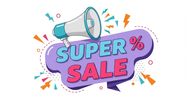 Gráfico estilizado de promoção de super venda