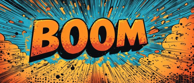 Gráfico de explosión al estilo de los cómics con la palabra "BOOM"