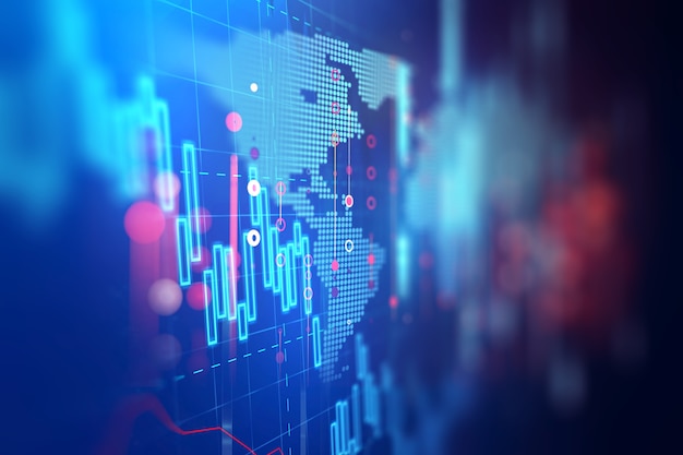 Gráfico financeiro técnico em abstrato de tecnologia