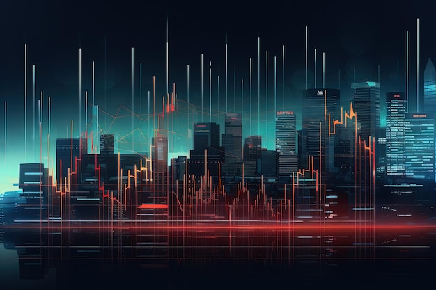 Gráfico de financiación de inversiones en el fondo del edificio Gráfico del mercado de valores Economía Negocios inmobiliarios