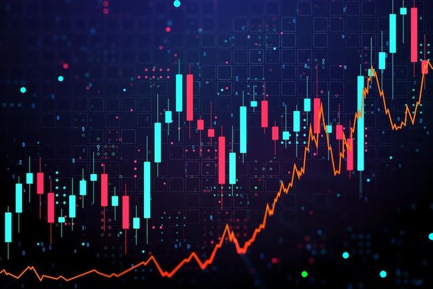 Gráfico financiero creativo abstracto en fondo azul Renderizado en 3D