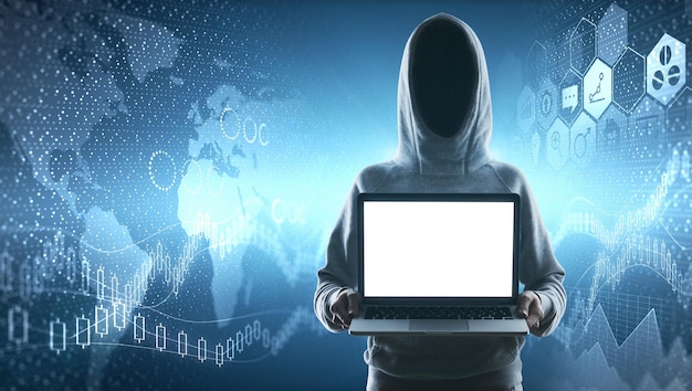 y gráfico financiero de hackers