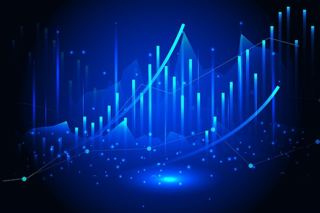 Gráfico financiero con indicadores crecientes dinámica de crecimiento en los negocios Margen alto