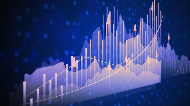 Gráfico financiero con indicadores crecientes dinámica de crecimiento en los negocios Margen alto