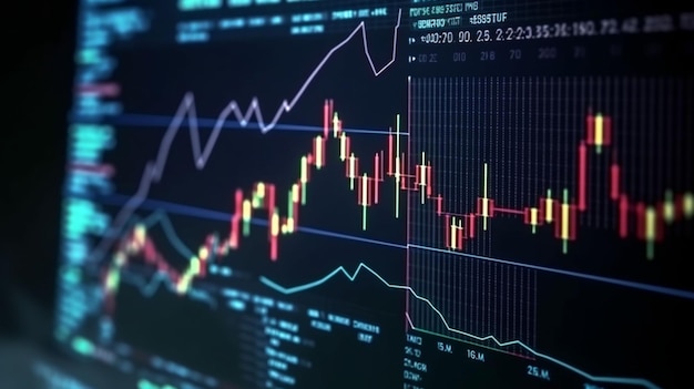 gráfico financiero sobre fondo abstracto de tecnología