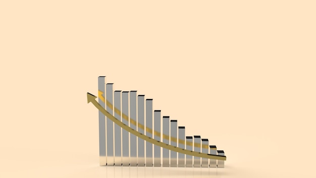 El gráfico y la flecha dorada hacia arriba para la representación 3d del concepto de negocio