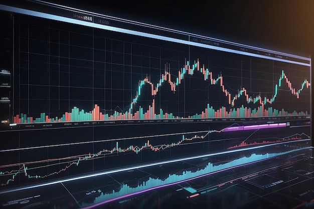 Gráfico gráfico digital do mercado de ações sobre o conceito de exibição LED